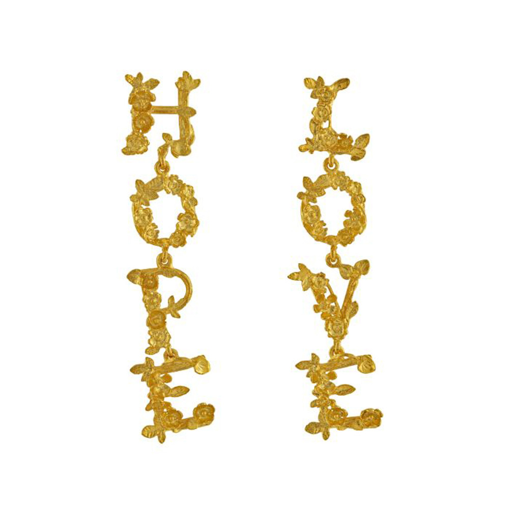 LOVE & HOPE Asymmetric Drop Earrings, Alex Monroe, tomfoolery