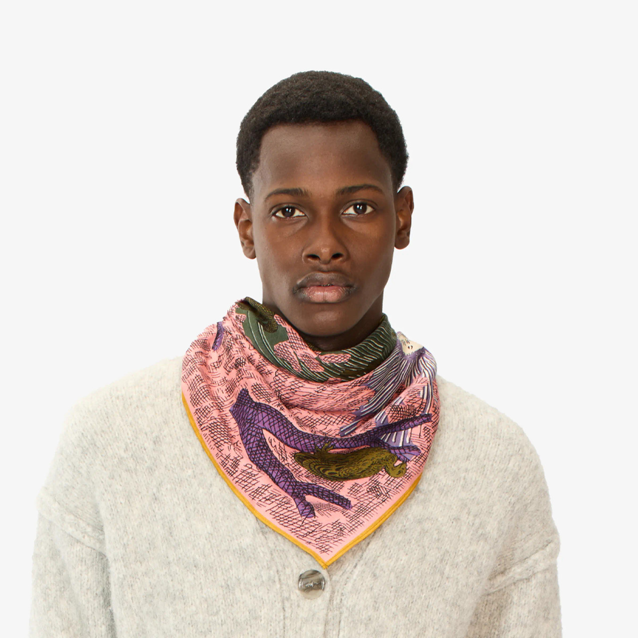 Square 100 Reve Printed Scarf Purple, Inoui Editions, tomfoolery