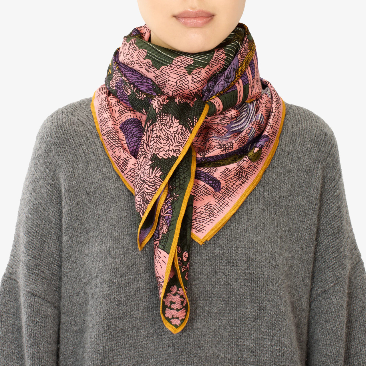 Square 100 Reve Printed ScarfPurple, Inoui Editions, tomfoolery