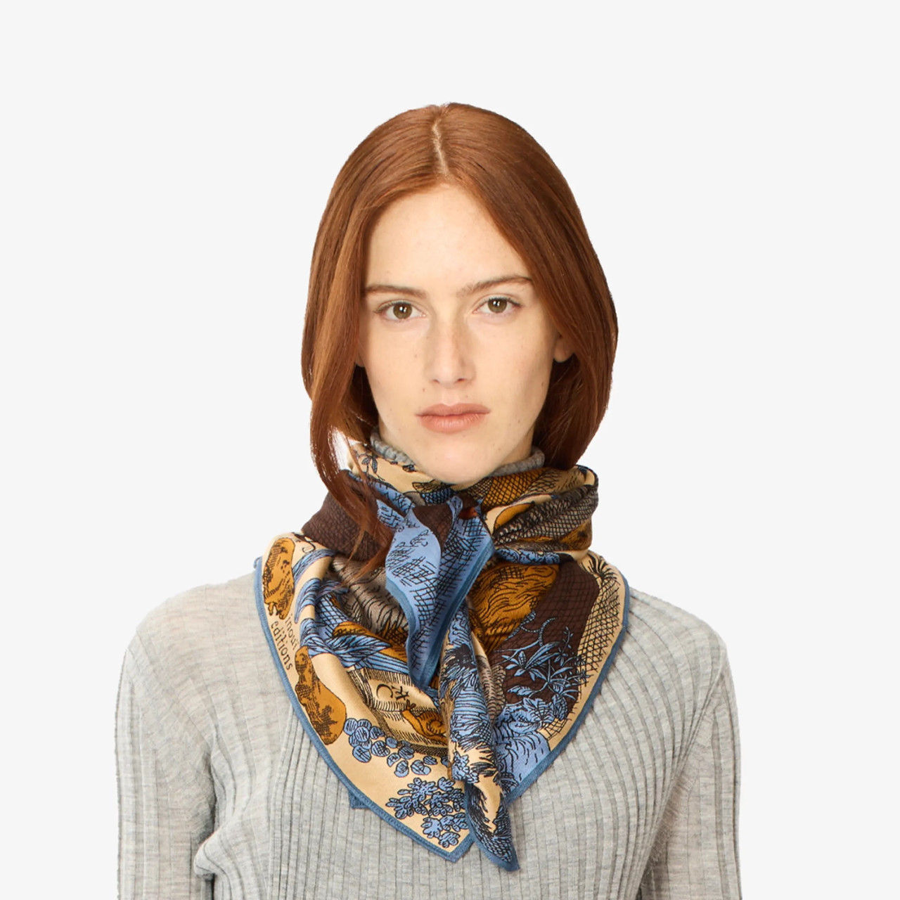 Square 100 Reve Printed Scarf Beige, Inoui Editions, tomfoolery