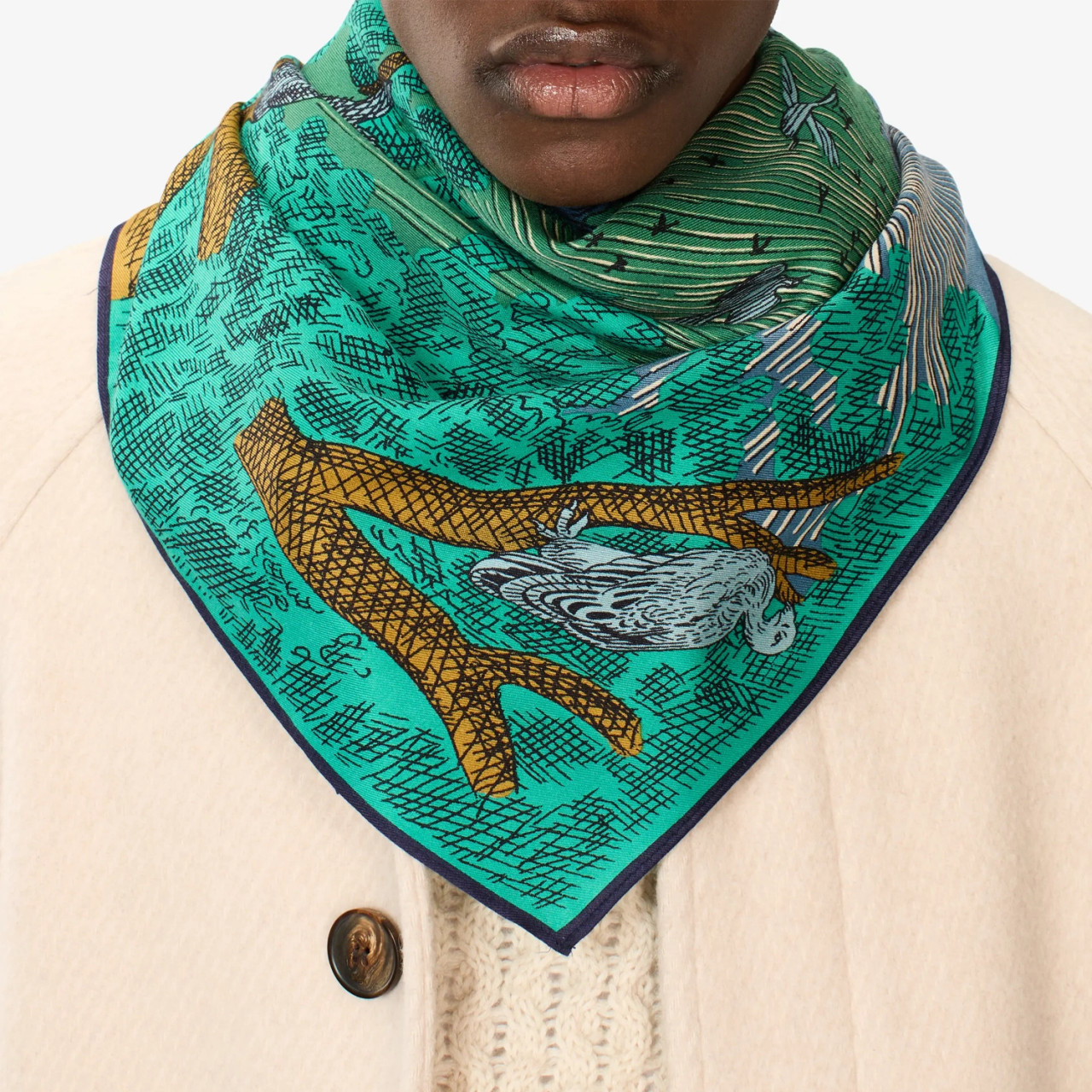 Square 100 Reve Printed Scarf Forest, Inoui Editions, tomfoolery