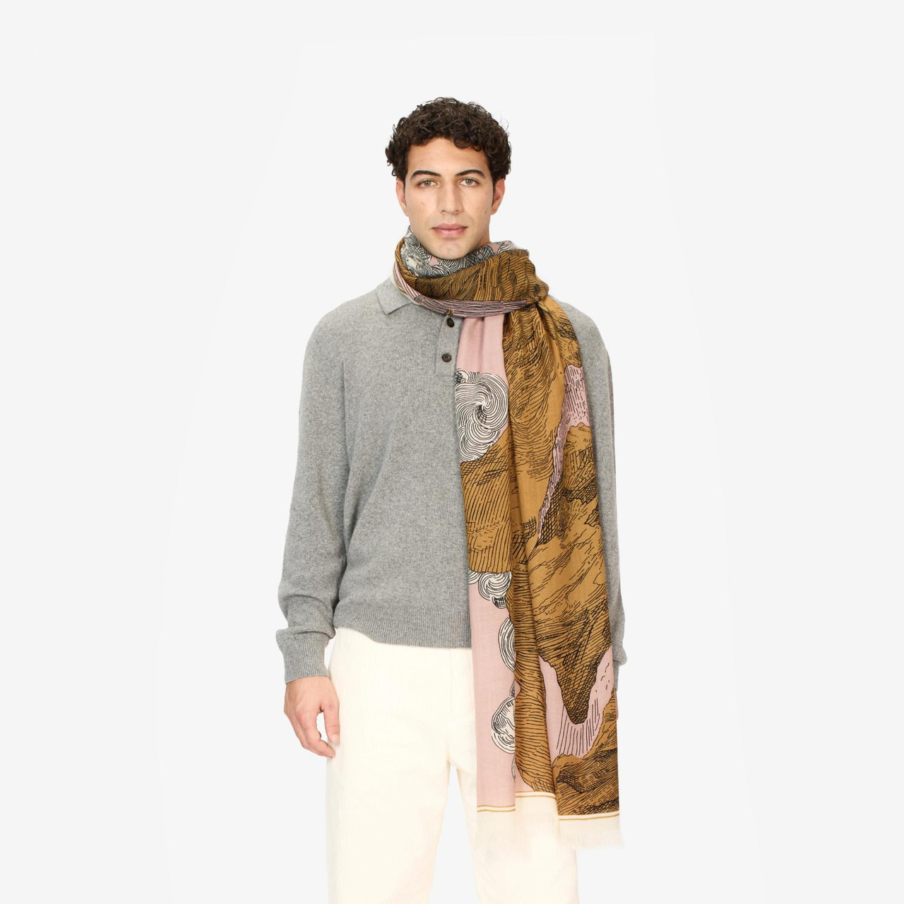 定価2万円　th products Inflated Scarf MONO Montana 70 Printed Scarf Nude - Tomfoolery London