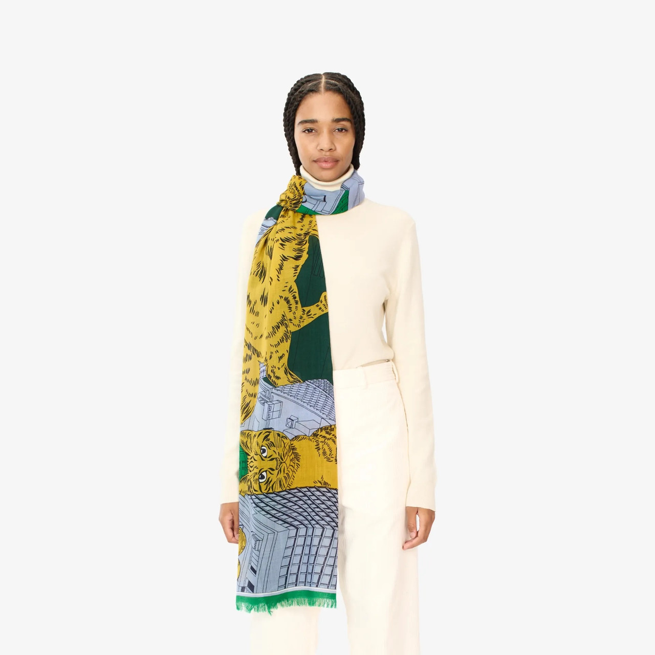 Tokyo 70 Printed Scarf Green - Tomfoolery London