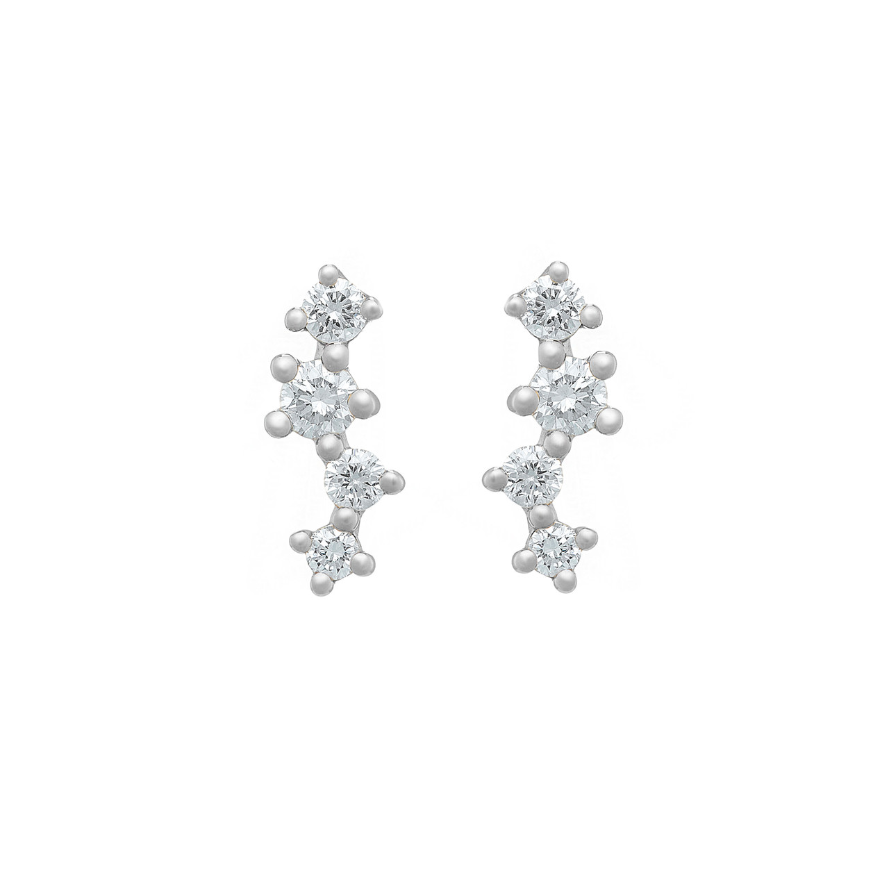 White Gold & Diamond Scatter Linear Studs, tf House - Diamonds, tomfoolery