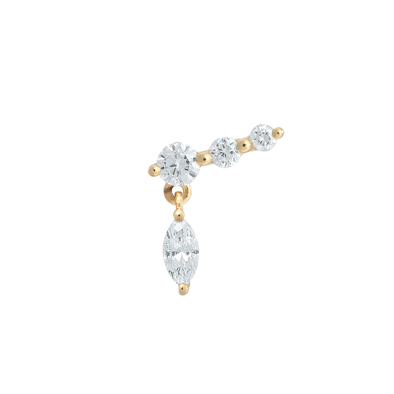 Gold & Marquise Diamond Drop Studs, tf House - Diamonds, tomfoolery