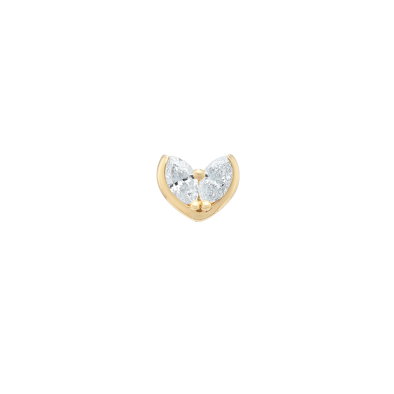 Gold Duo Marquise Diamond Heart Studs, tf House - Diamonds, tomfoolery