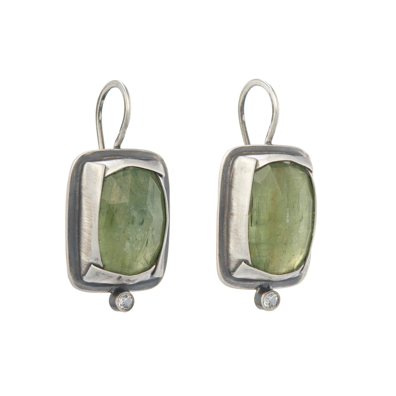 Green Kyanite Rectangle Fold Drop Earrings, Austin Titus, tomfoolery