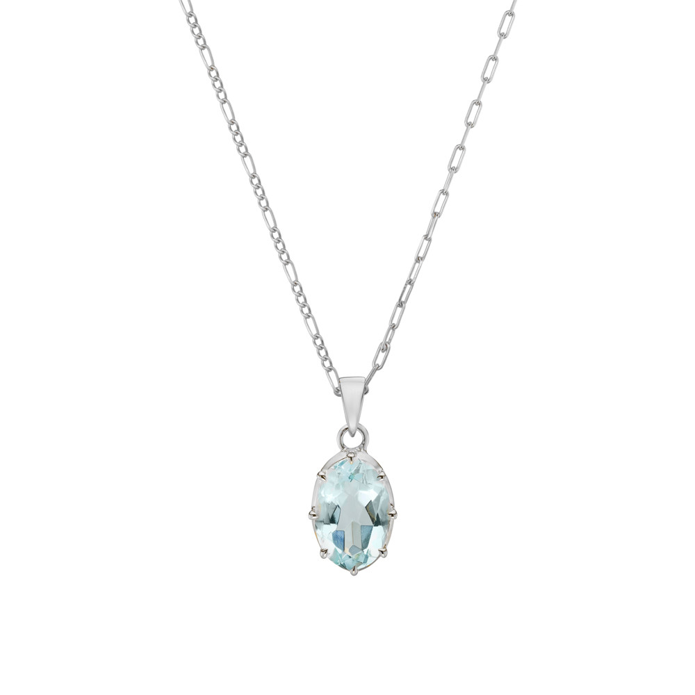 Silver Aquamarine Pendant Tomfoolery London