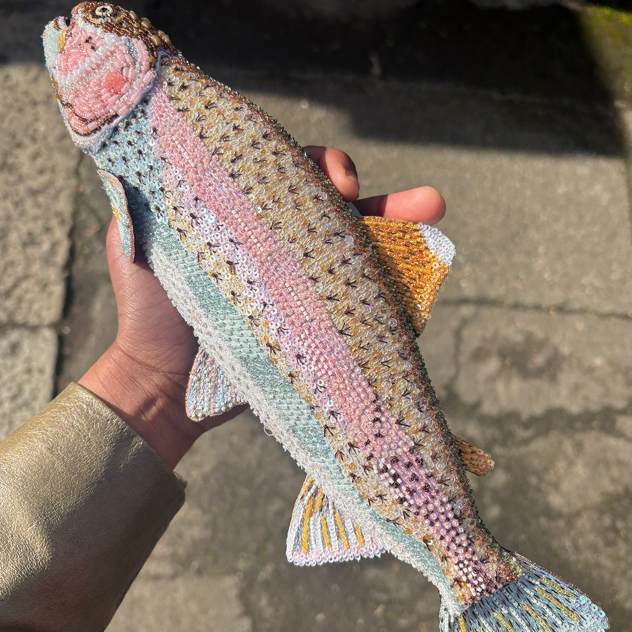 Rainbow Trout Beaded Art Object Tomfoolery London