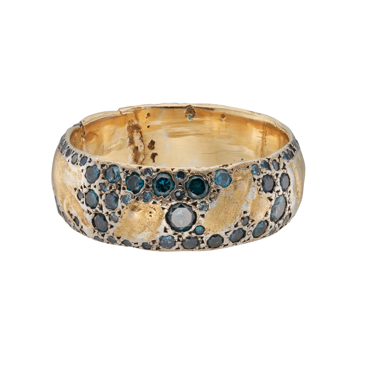 Wide Blue Diamond Nature Wedding Band Tomfoolery London