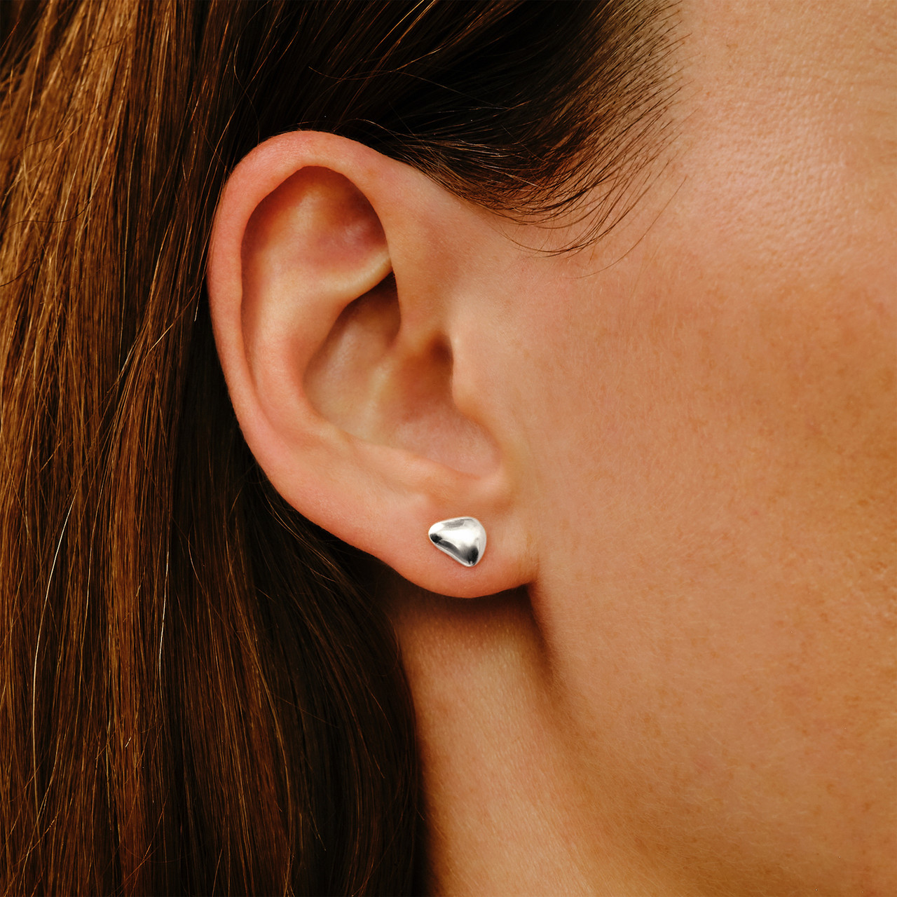 Silver Large Pebble Studs - Tomfoolery London
