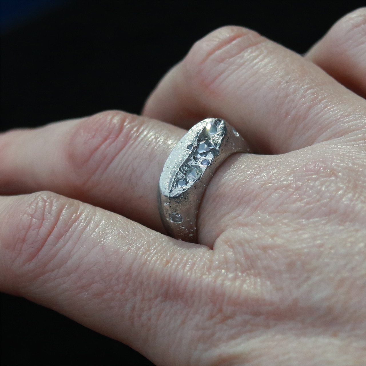 Alex Pewter Signet Ring in Charcoal - Tomfoolery London