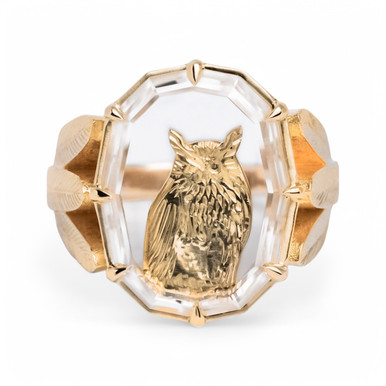 One-Of-A-Kind Alden Owl Portrait Ring - Tomfoolery London
