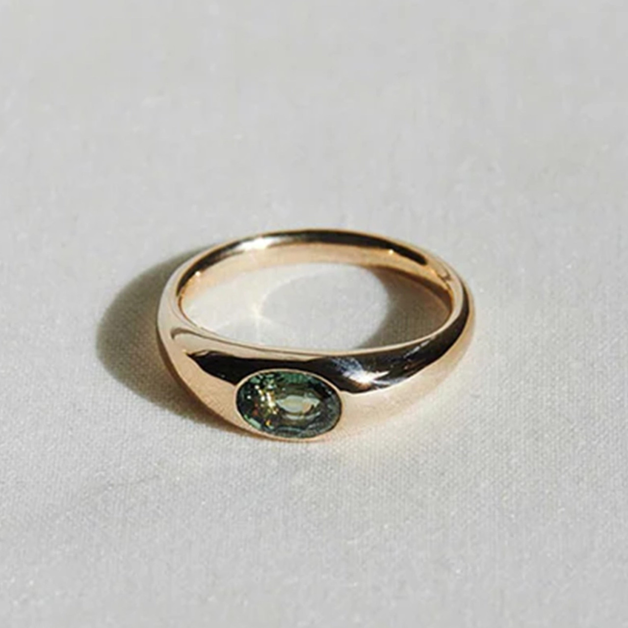 Claude Gold Signet Ring with Green Sapphire - Tomfoolery London