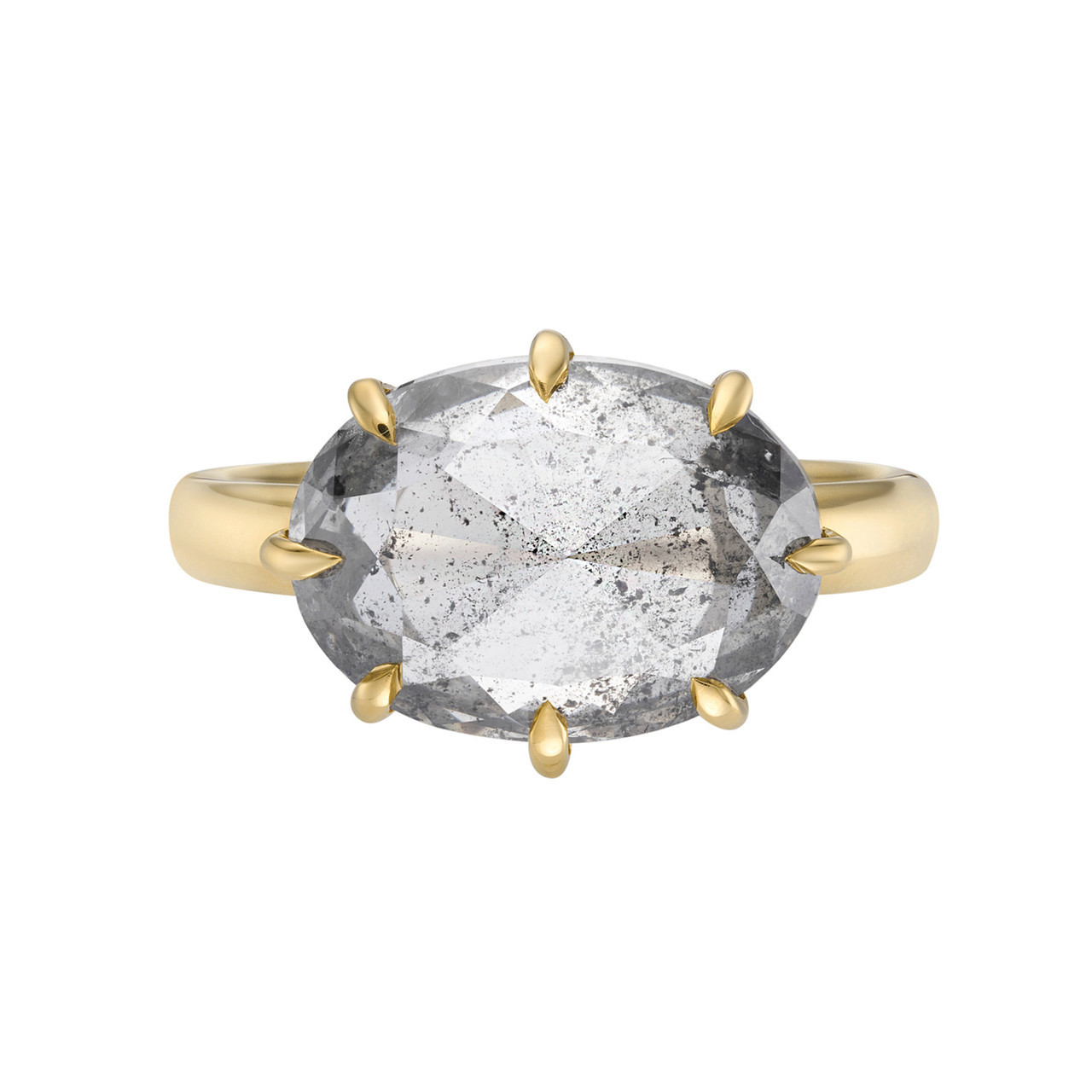 SOLO Oval Salt Pepper Diamond Ring Tomfoolery London