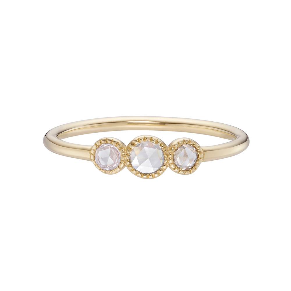 TRIO Trio Round Rose Cut White Diamond Ring - Tomfoolery London