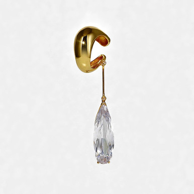 Silver Clear Crystal Sharp Alien Ear Cuff - Tomfoolery London