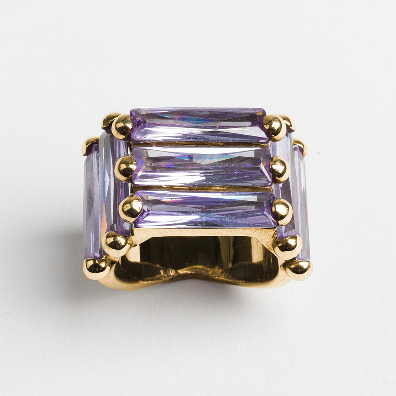 Gold Lilac Crystallised Armour Ring - Tomfoolery London
