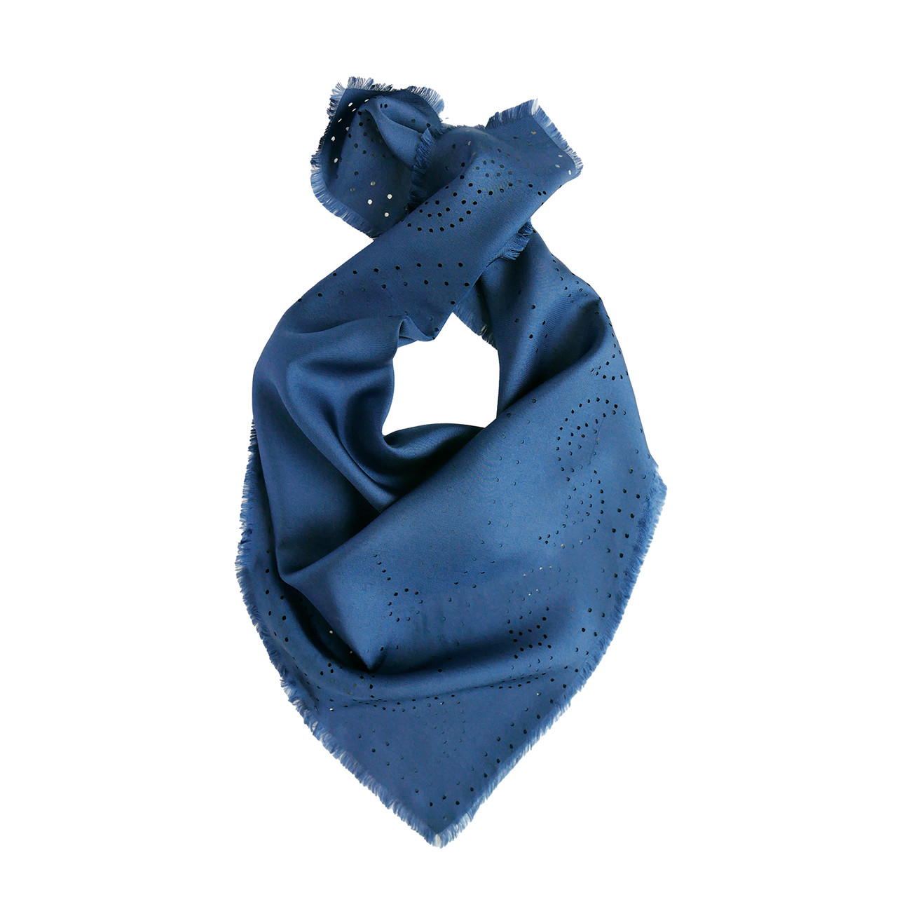 Silk Openwork Bandana Scarf Navy Tomfoolery London