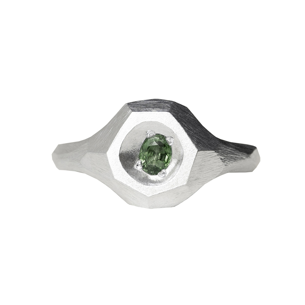 ガボラトリー　23Ct Green Sapphire Signet Ring Geoda Green Sapphire Signet Ring - Tomfoolery London