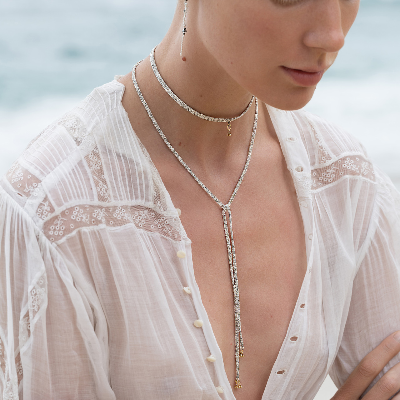 N° 826 Silver Woven Tie Necklace - Tomfoolery London