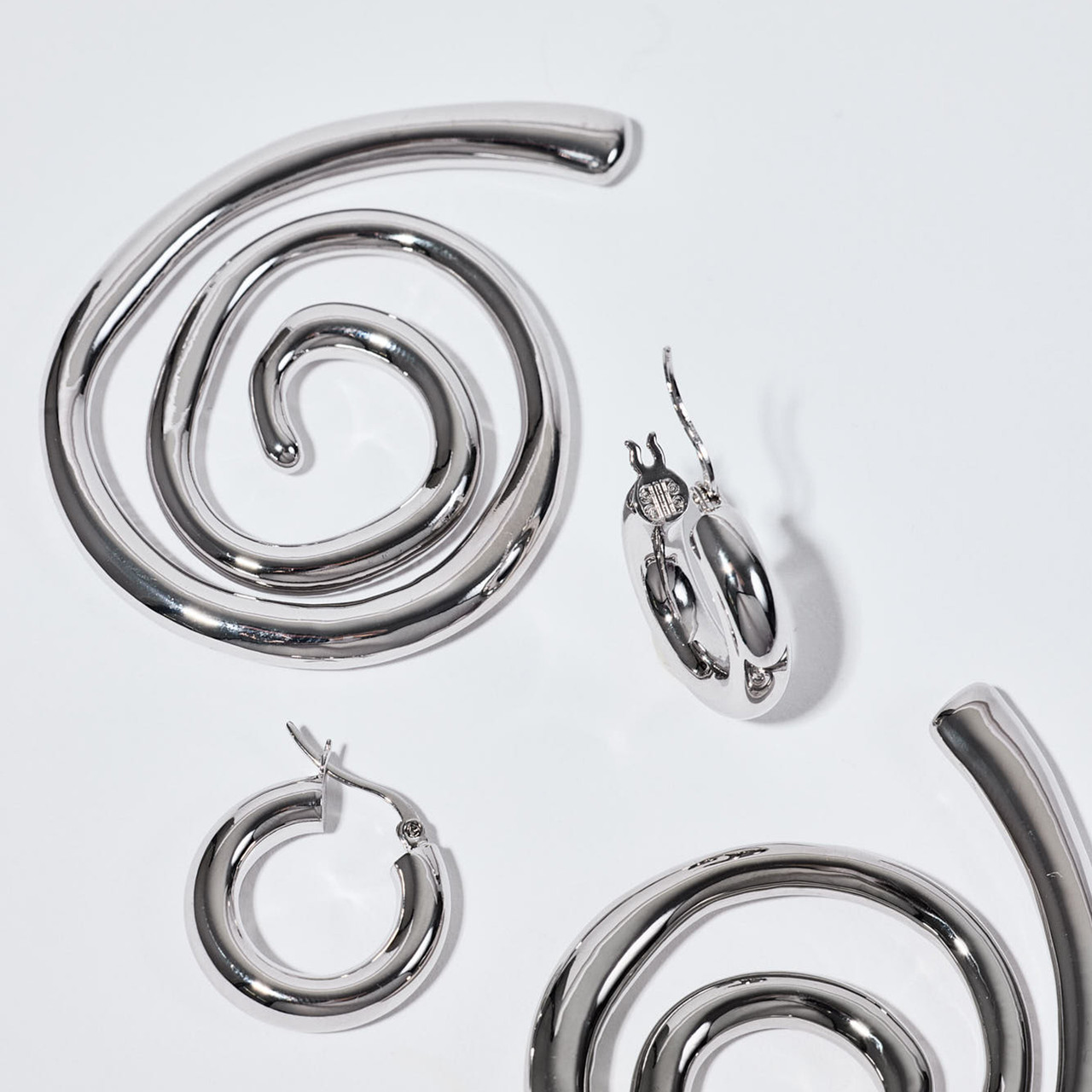 Dahlia Silver Hoop Earrings - Tomfoolery London