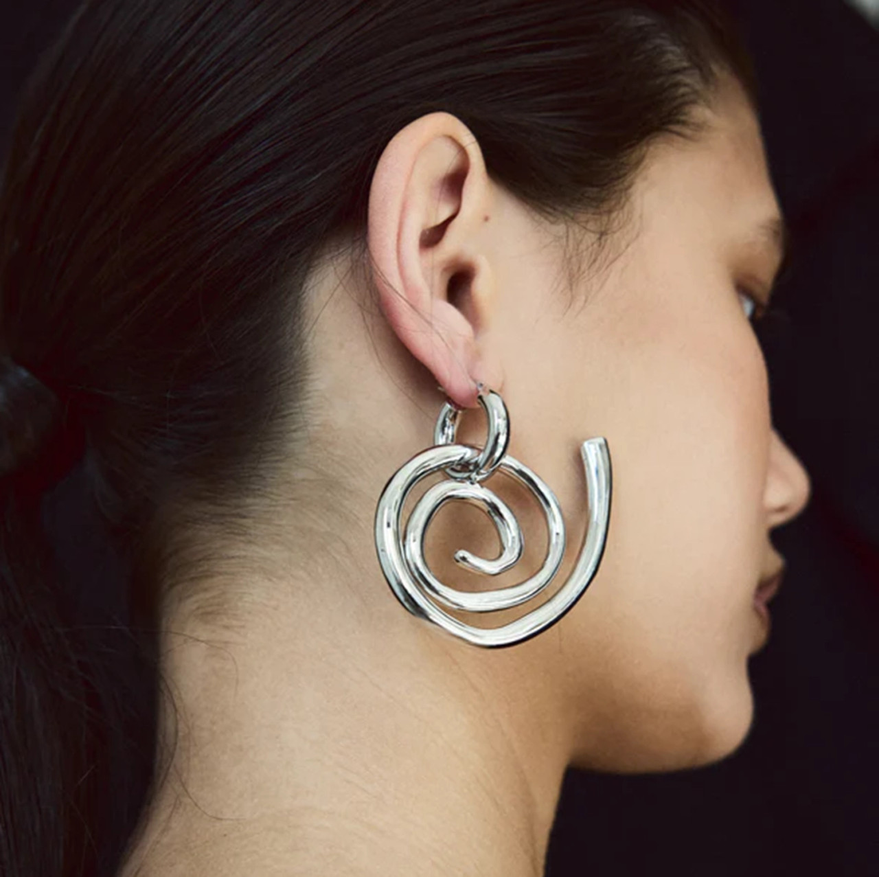 Dahlia Silver Hoop Earrings - Tomfoolery London