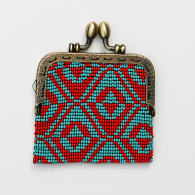 Beaded Coin Purse in Storm Orange - Tomfoolery London