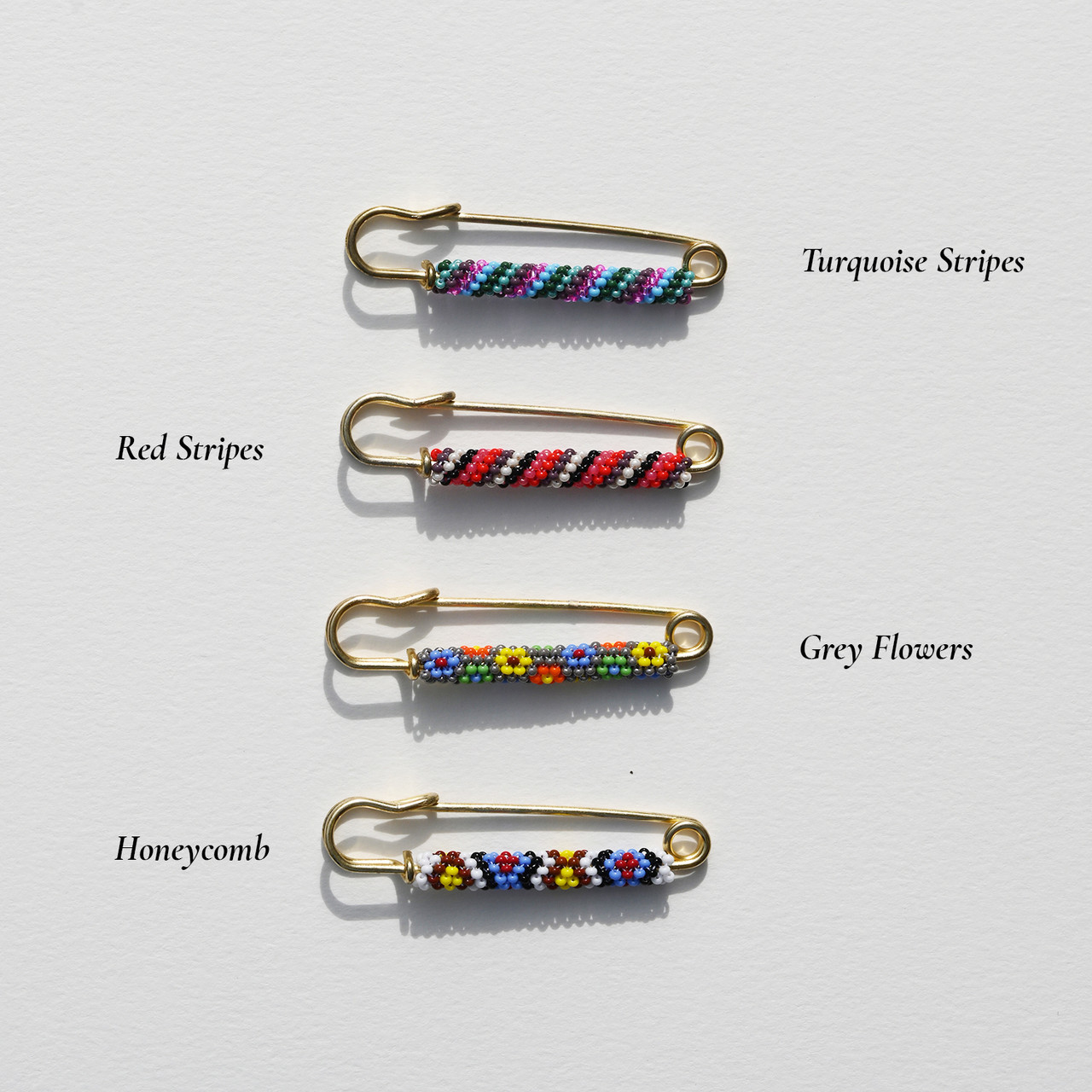 Beaded Safety Pin Brooch - Tomfoolery London