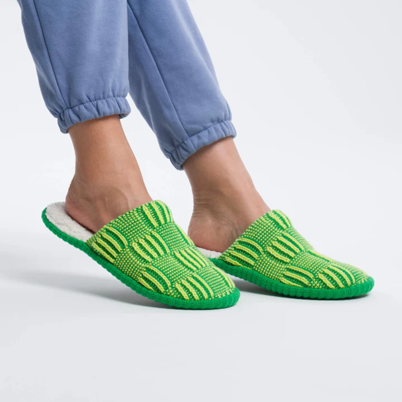 Chunky Checkerboard Slide Sleepers in Lime Green Tomfoolery London