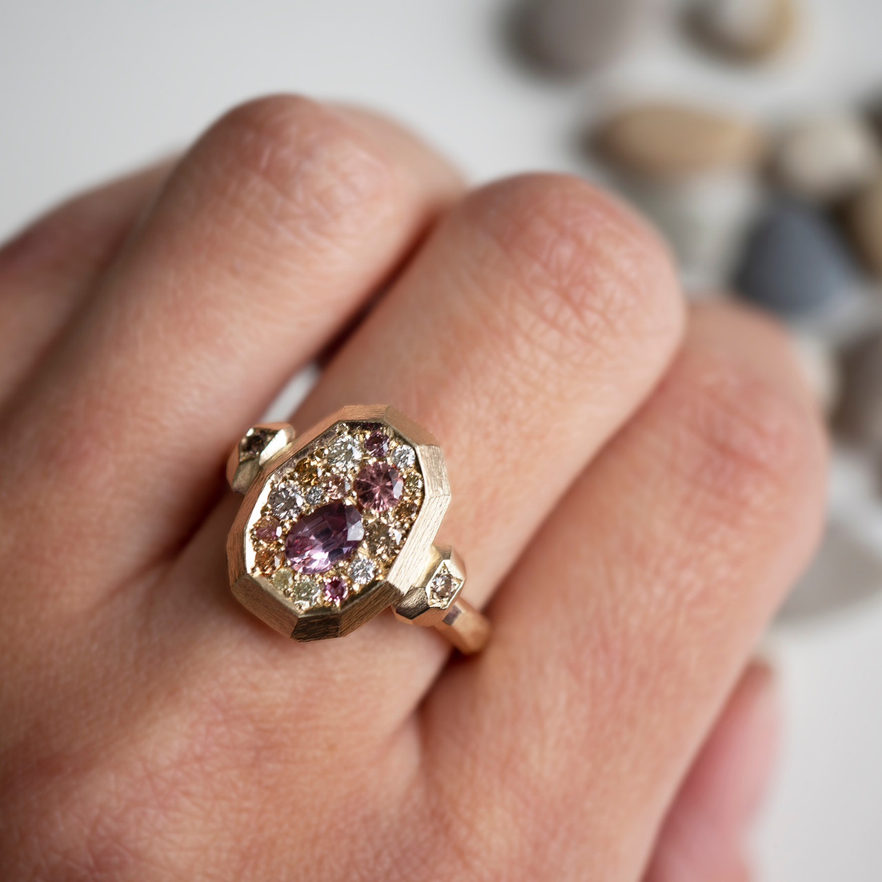Autumnal Mineral Slice Art Ring - Tomfoolery London