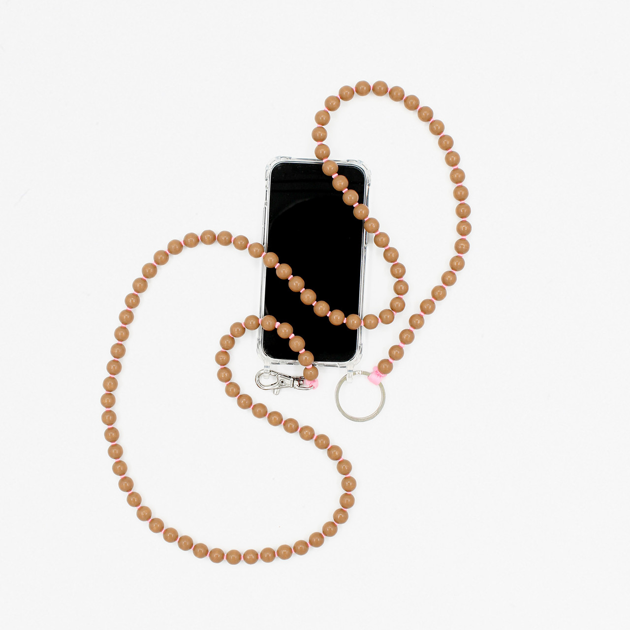 Mocha & Rose Perlen Wooden Beaded iPhone Necklace & Keychain
