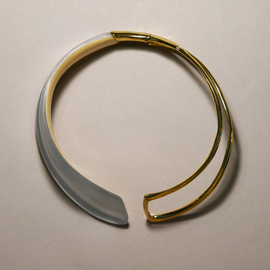 Grand bracelet charnière en lucite fondue ALEXIS BITTAR - Opale bleue