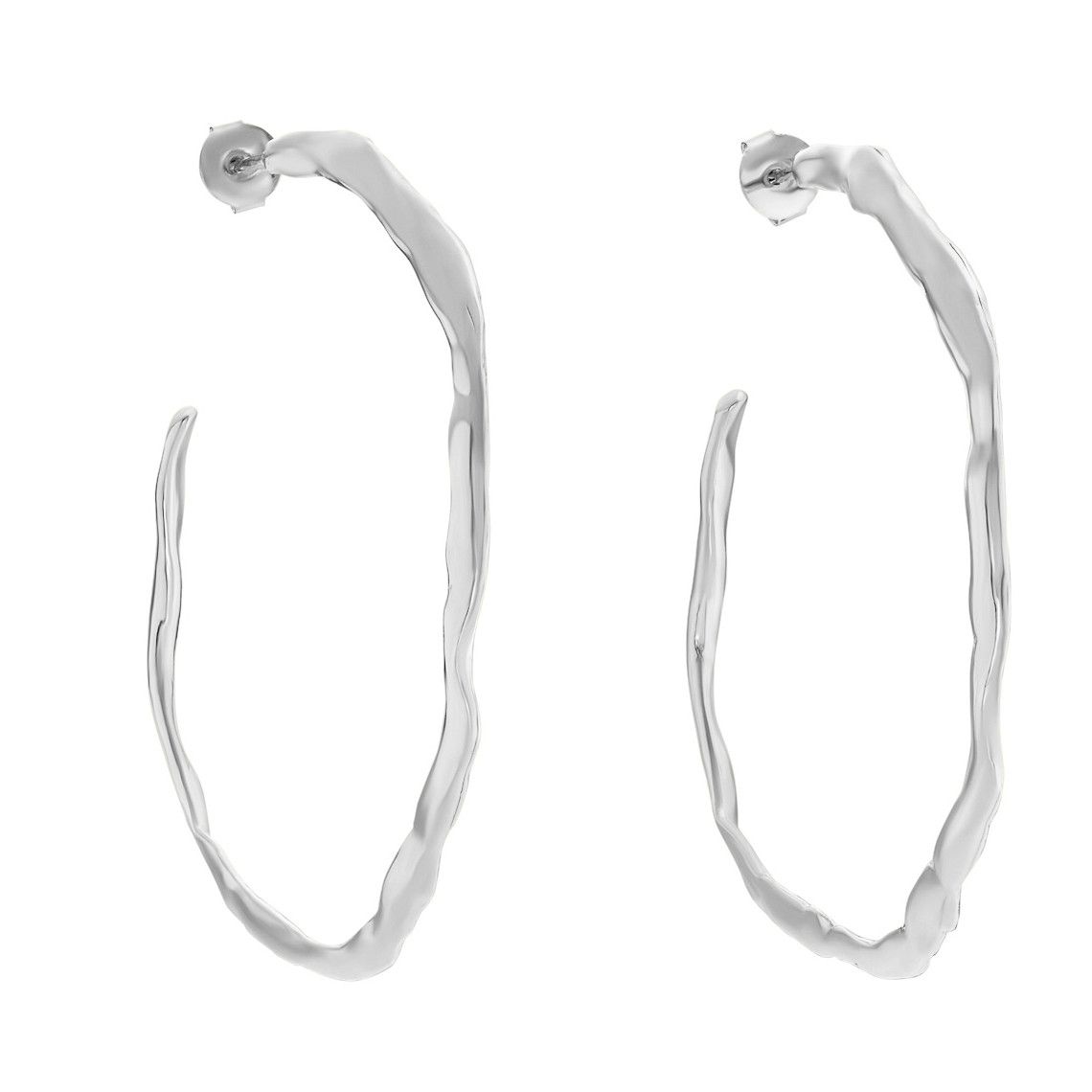 Tomfoolery, Large Silver Beaten Hoop Earrings, Karen Hallam