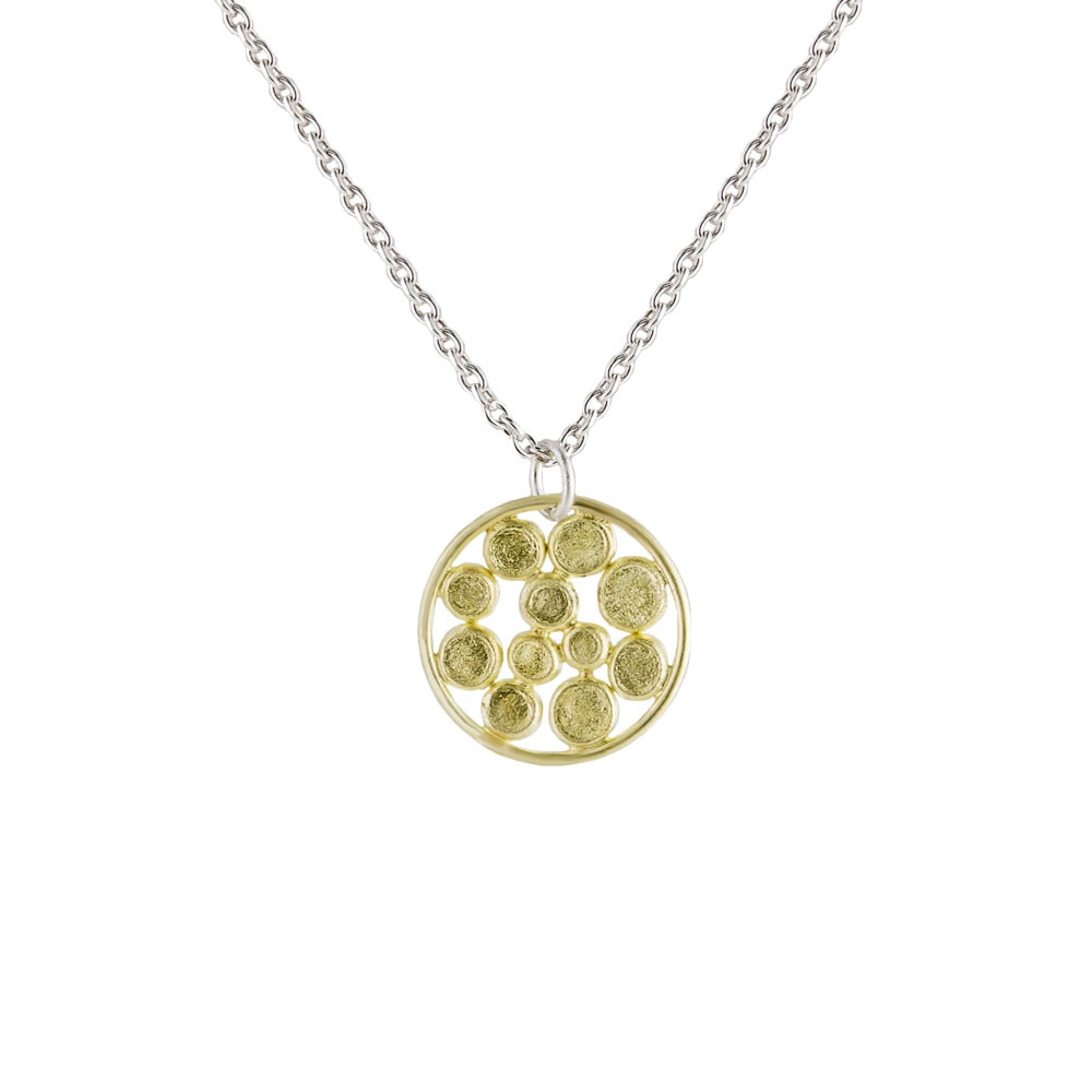 Tomfoolery, Emily Collins, Small 18ct Gold & Silver Circle Cluster Pendant Necklace