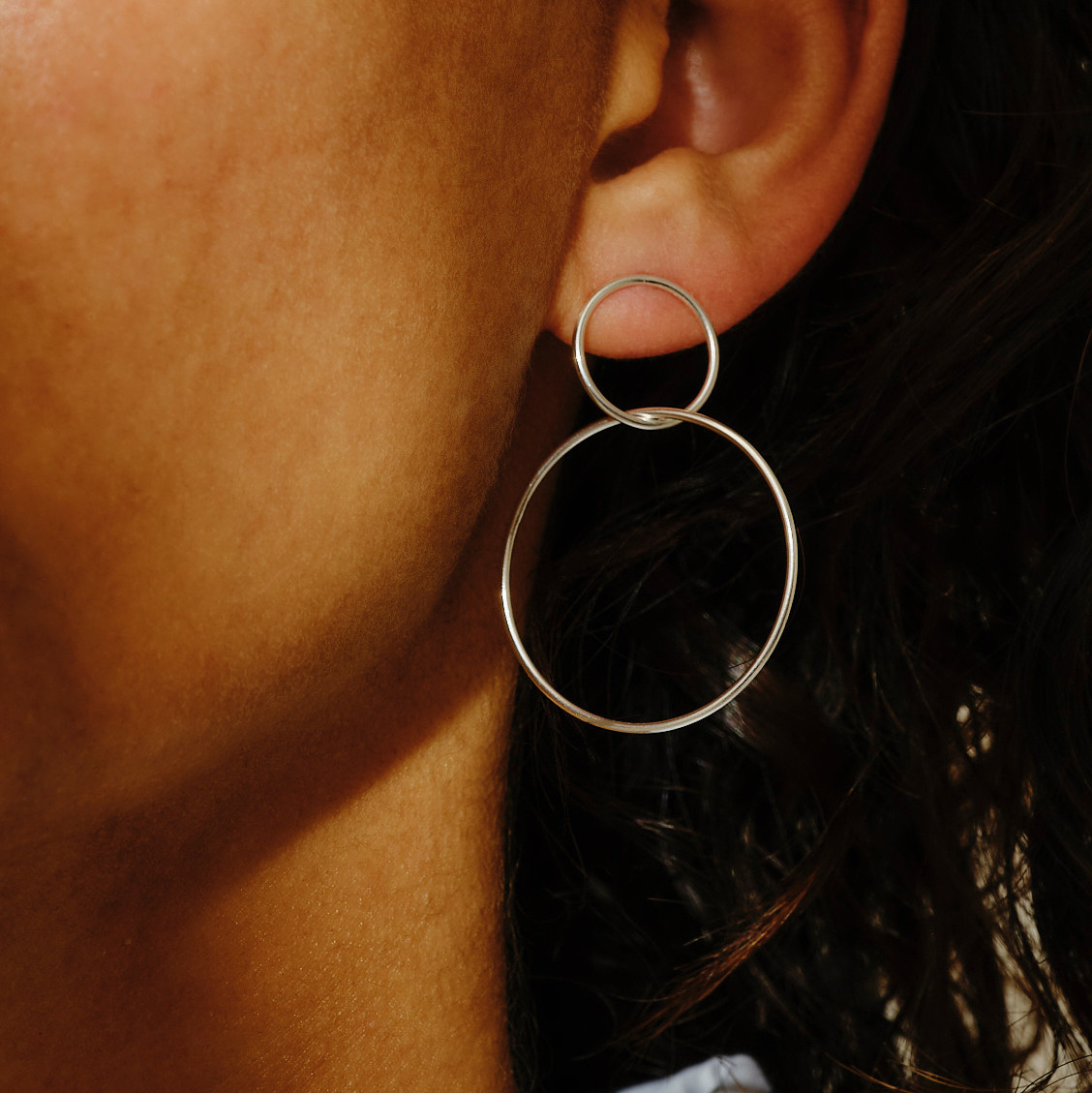 Tomfoolery, Silver Drop Hoop Drop Stud, Tf Hoops