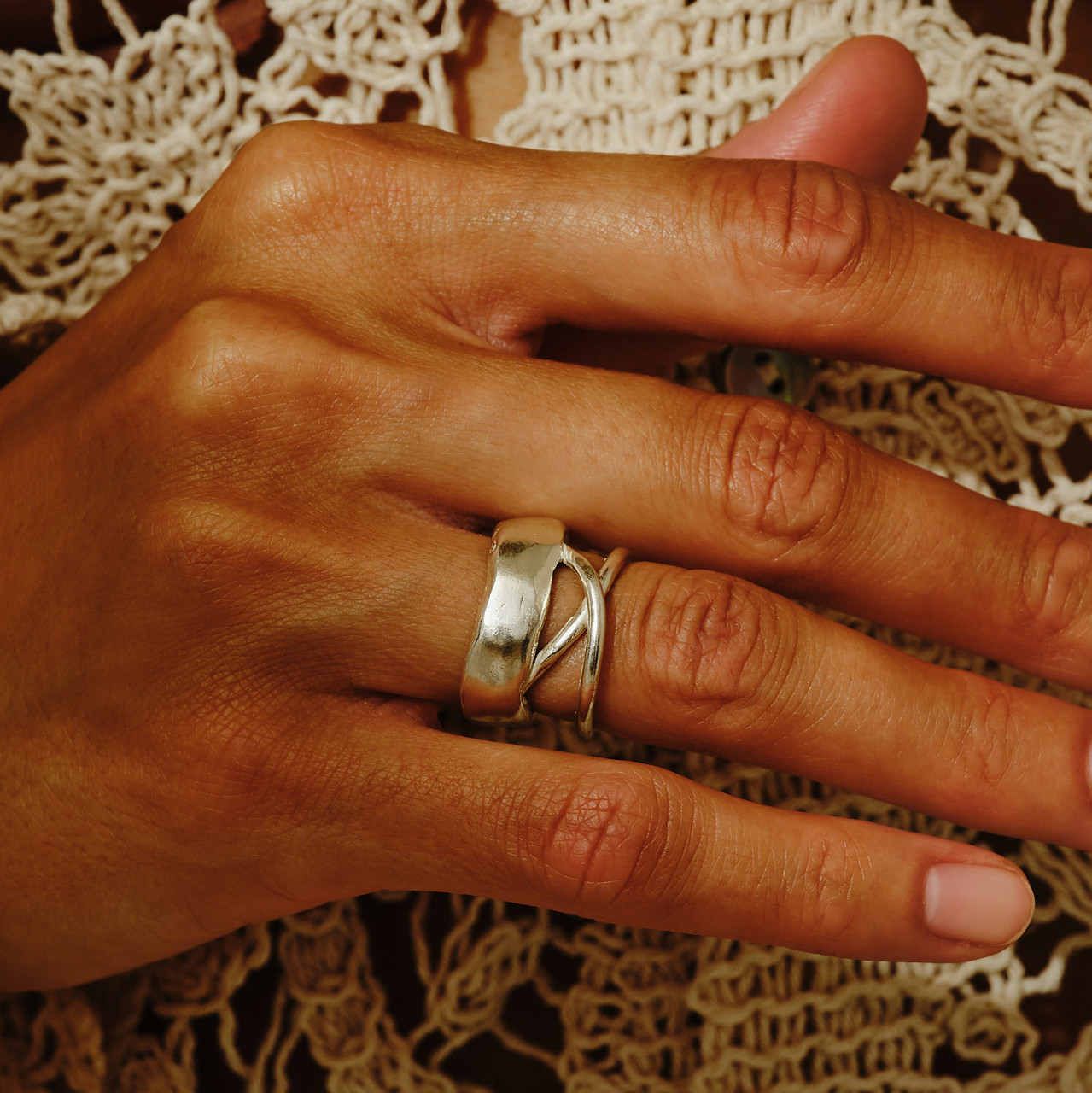 Layla Silver Twisted Ring - Tomfoolery London