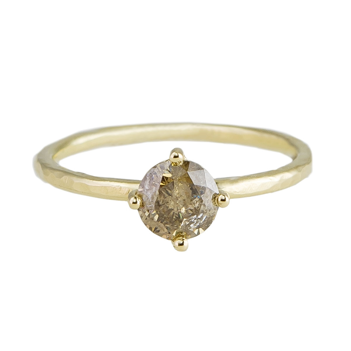 Infinite, tomfoolery, Solo Yellow Gold Brown Diamond Claw Set Ring