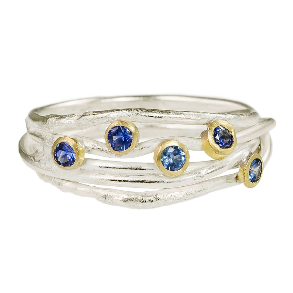 Tomfoolery; Silver & Sapphire Open Wrap Ring, Shimara Carlow