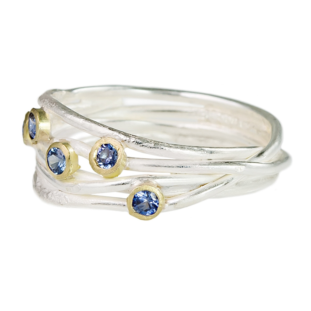 Tomfoolery; Silver & Sapphire Open Wrap Ring, Shimara Carlow