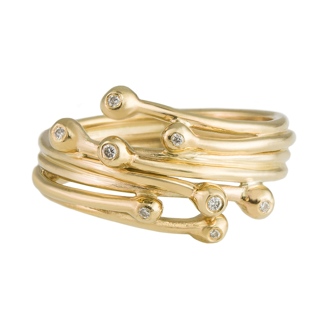 Yen, Entwine Eight Diamond & 9ct Yellow Gold Ring, Tomfoolery