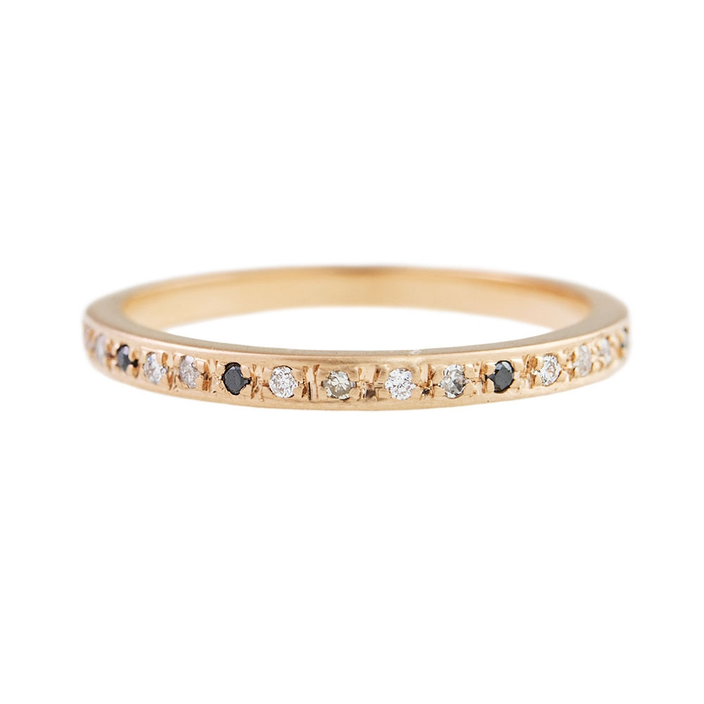 Muse by tomfoolery, 18ct Gold Black & Grey Diamond Mottled Eternity Ring, tomfoolery