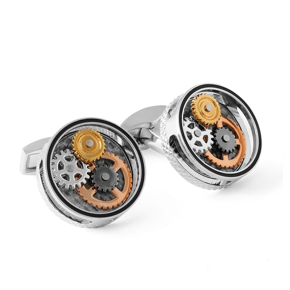 Tateossian, Round Gear Carbon Fibre Cufflinks, Tomfoolery