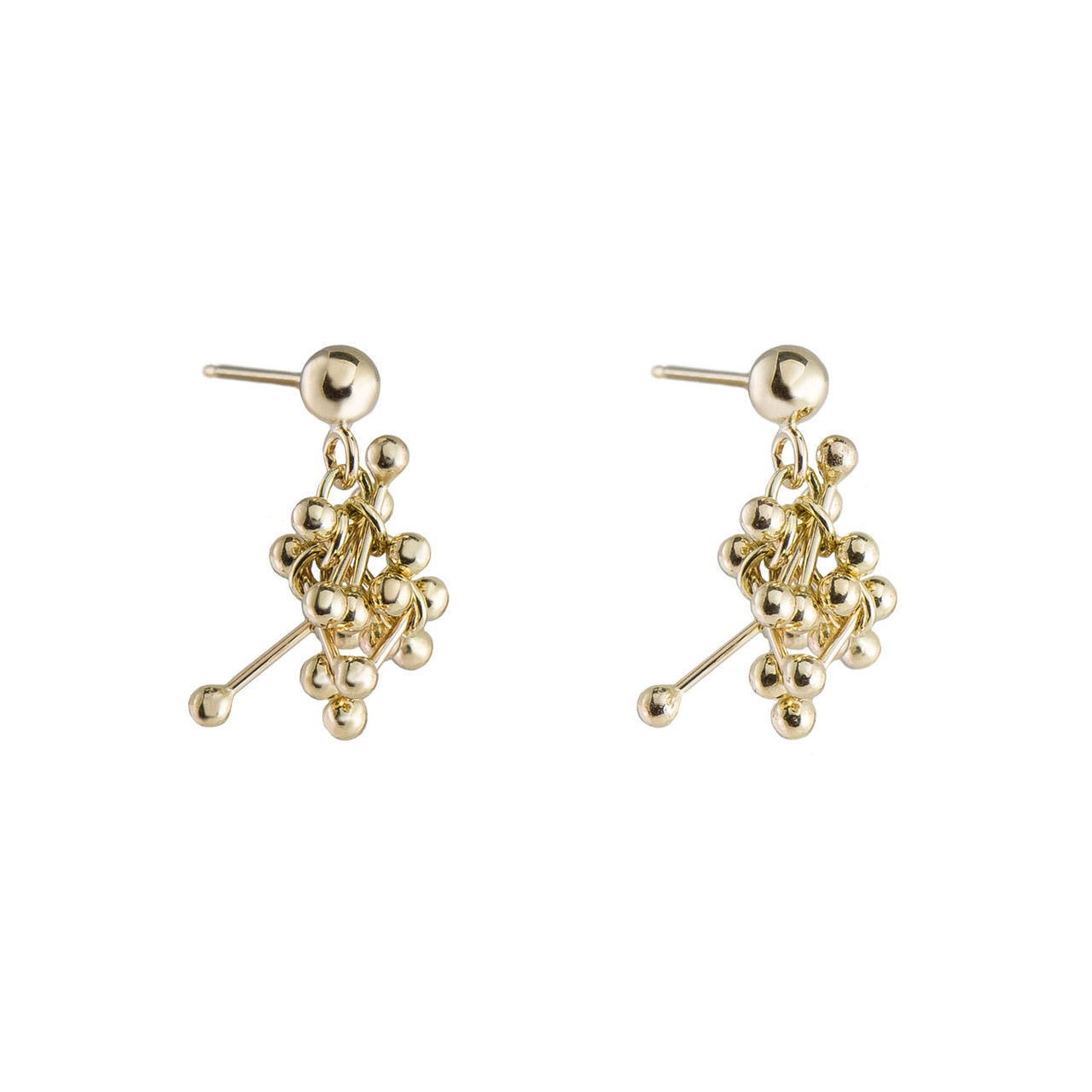 Yen, Molecule Joy 9ct Yellow Gold Cluster Earrings, Tomfoolery