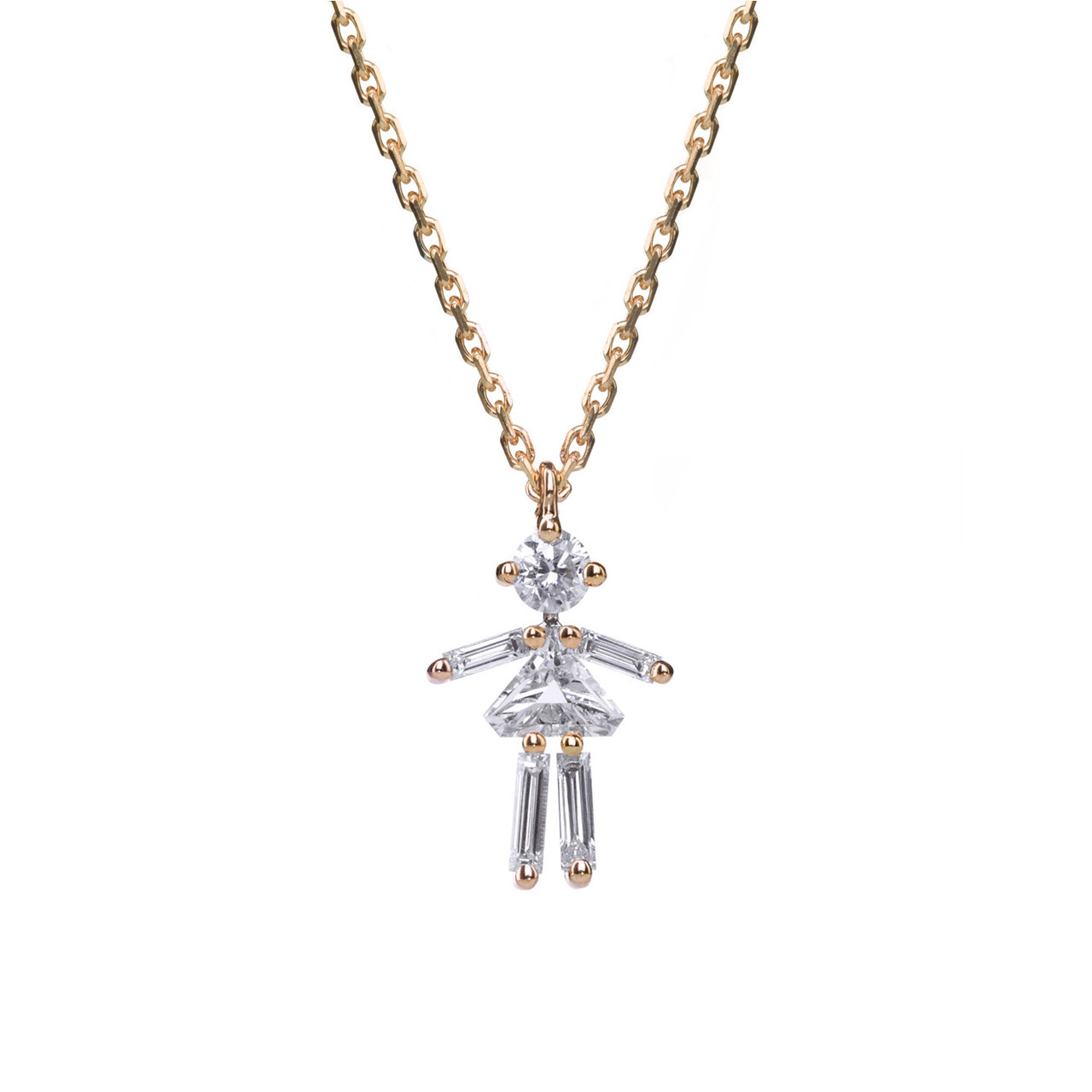 Yellow Gold & Diamond Mini Girl Pendant, Little Ones Paris, tomfoolery