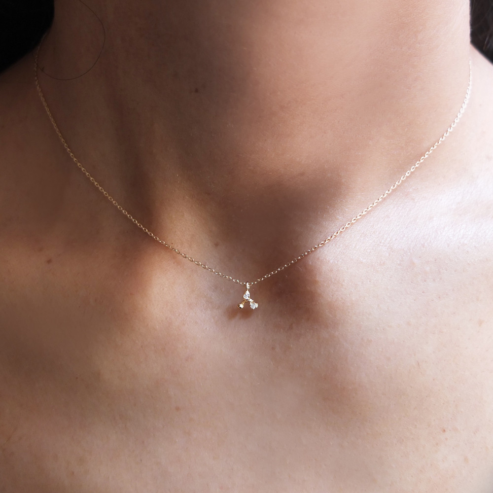 n+a New York, Tiny Diamond & 14ct Yellow Gold Tripod Pendant, Tomfoolery