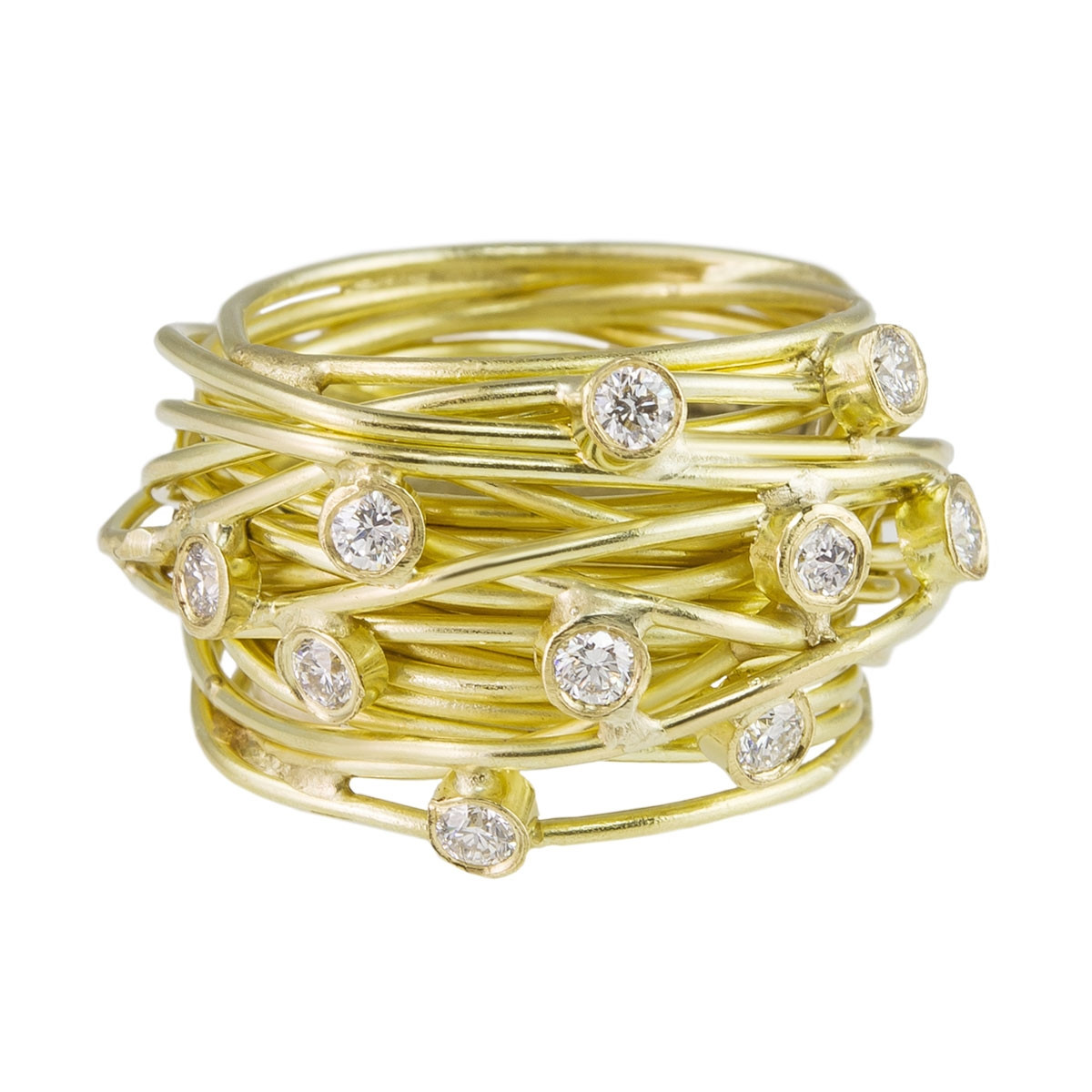 Tomfoolery; 18ct Yellow Gold Wrap Ring with White Diamonds, Shimara Carlow