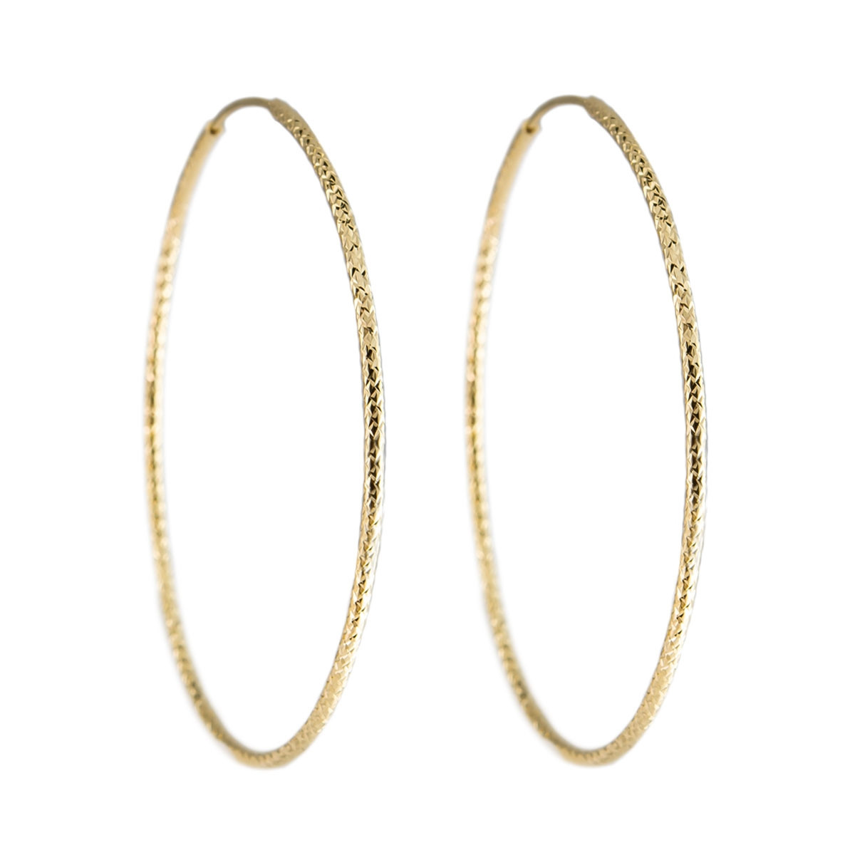 Tomfoolery, Textured Large Gold Plated Silver Hoop, Tf Hoops