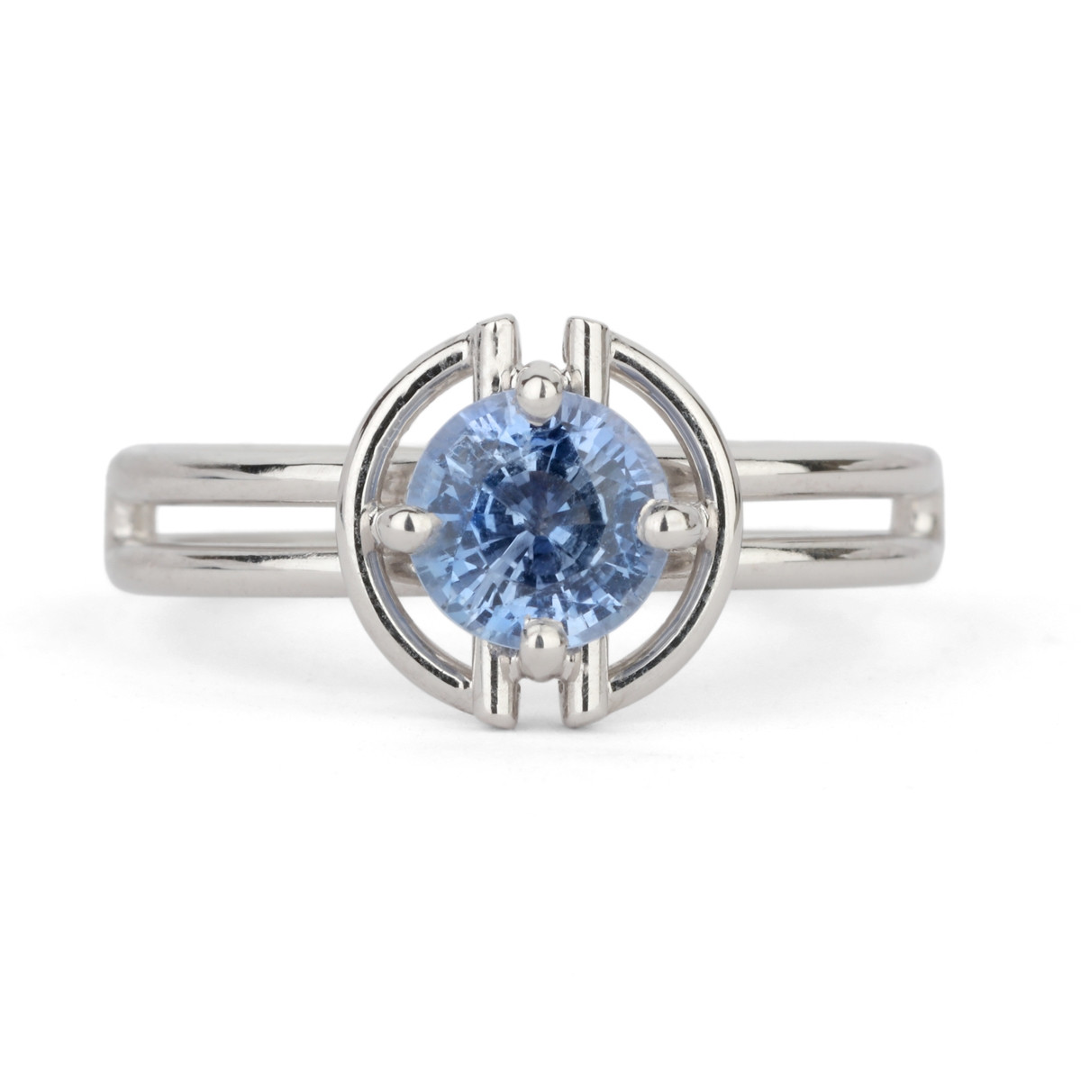 Shimell & Madden, Blue Sapphire & 18ct White Gold Horizon Halo Ring, Tomfoolery