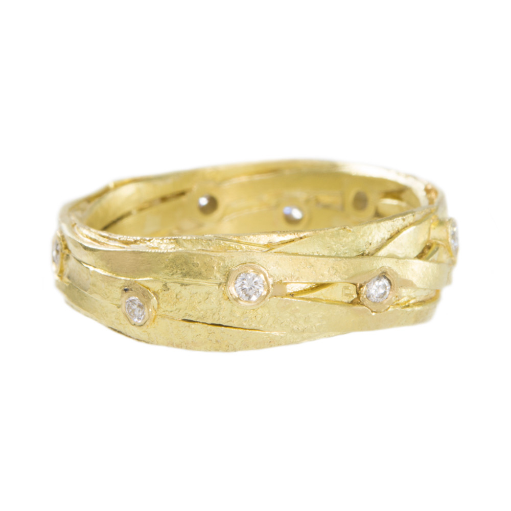 Tomfoolery; 18ct Yellow Gold Open Wrap Ring With Diamonds, Shimara Carlow